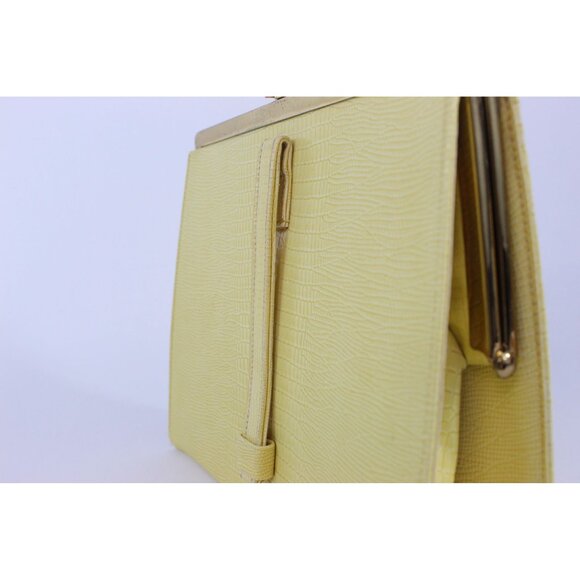 Vintage L & M After Five Bamboo Frame Clutch with Faux Lizard Finish and Attache - Picture 16 of 16